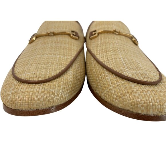 New Sam Edelman Womens Natural Raffia Loafers Gold Bit Detail Size 10M Slip On - Picture 7 of 14